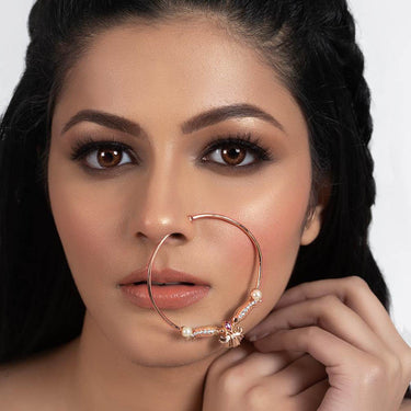 Buy Silver Nath With Chain , Fake Nose Ring , Nath , Bridal Nose Ring ,  Inspired by Deepika Padukone Nose Jewelry , Septum Chain , Nathni Online in  India - Etsy
